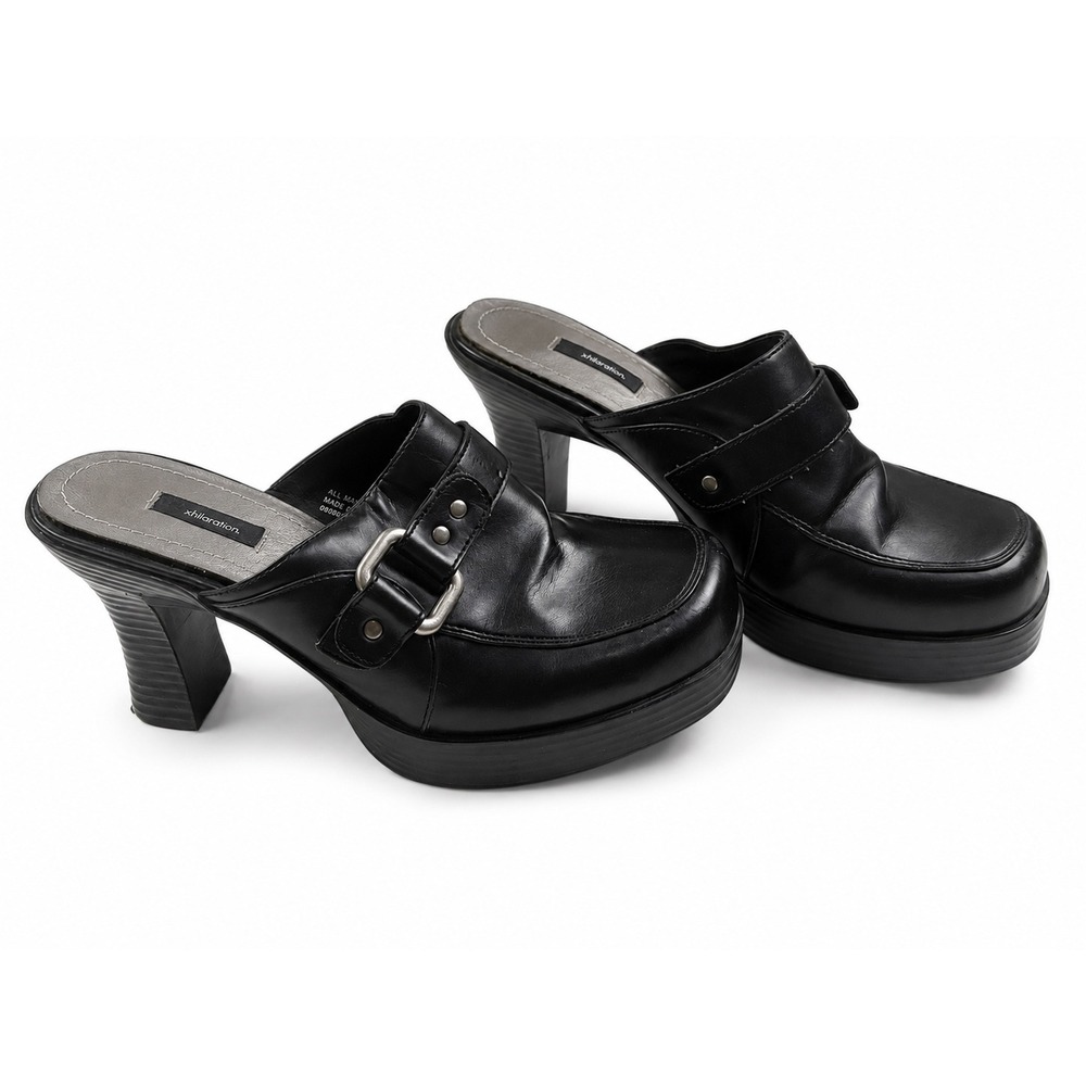 Xhilaration Vintage Y2K Black Grunge 90's Chunky Platform Mules Women's Size 8
